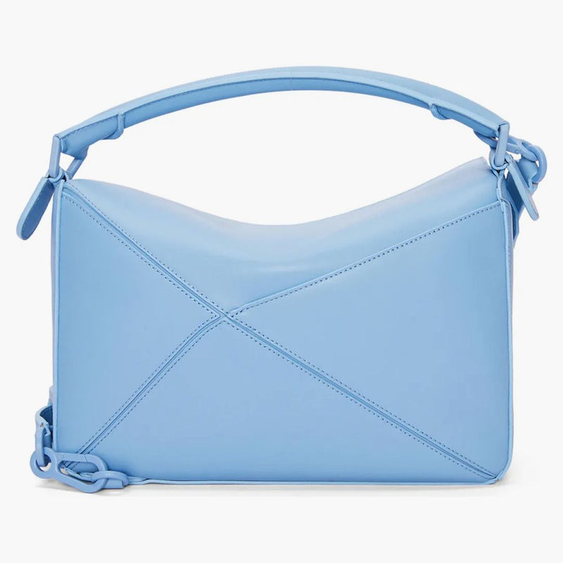 Sacca per puzzle loewe in blu olimpico di pelle di vitello satinato