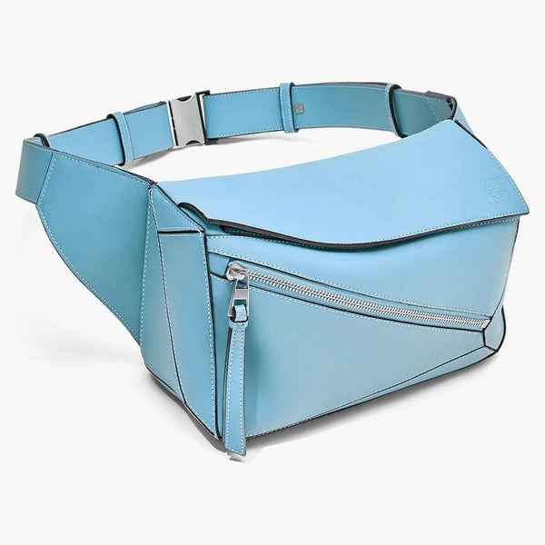 Loewe Puzzle Bumbag nel classico pelle di vitello piccolo blu olimpico