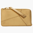 Loewe Puzzle Coin Cardholder i Metallic Calfskin Gold/Oak