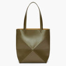 Loewe Puzzle Fold Dead in Shiny Calfskin Dark Khaki Green