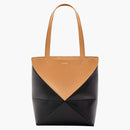 Loewe Puzzle Fold Dead in Shiny Calfskin Warm Desert/Black