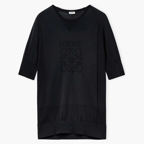 Loewee slim fit top in tecnico in maglia nera