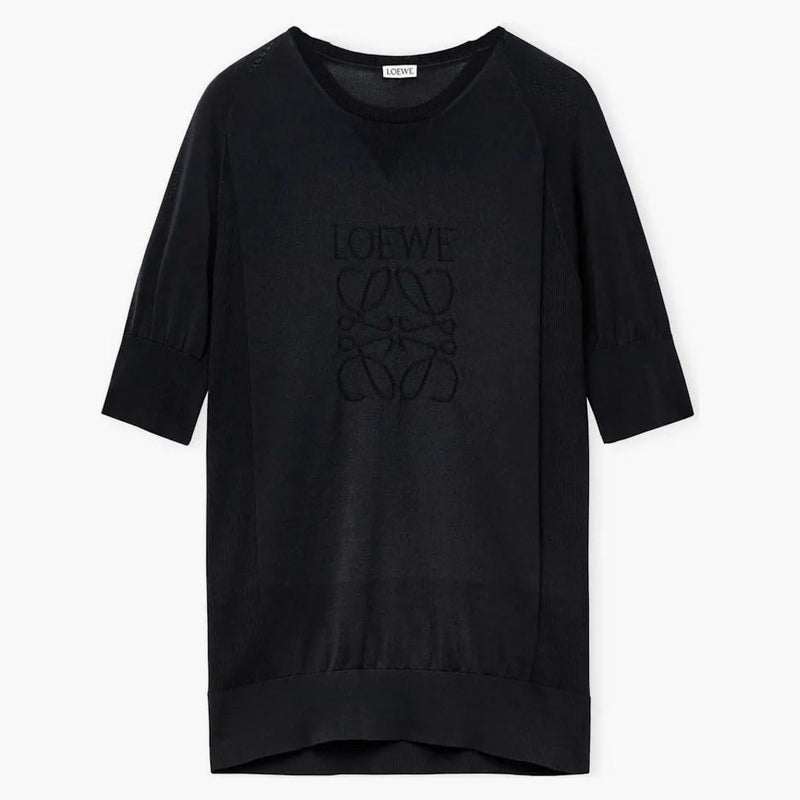 Loewee slim fit top in tecnico in maglia nera