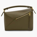 Loewe Small Puzzle Bag in Classic Calfskin Dark Khaki Green