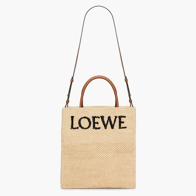 Sacca morta A4 standard loewe in rafia naturale/nero