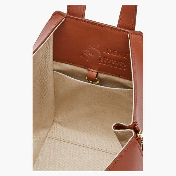 Sacca compatta per amaca calcifer loewe x howls in ruster in pelle di vitello di raso