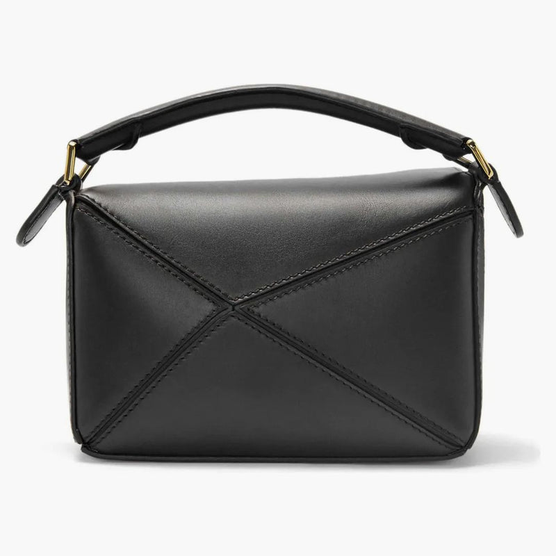 Sacca da puzzle di loewe x Howls Calcifer in pelle di vitello satinata e nero