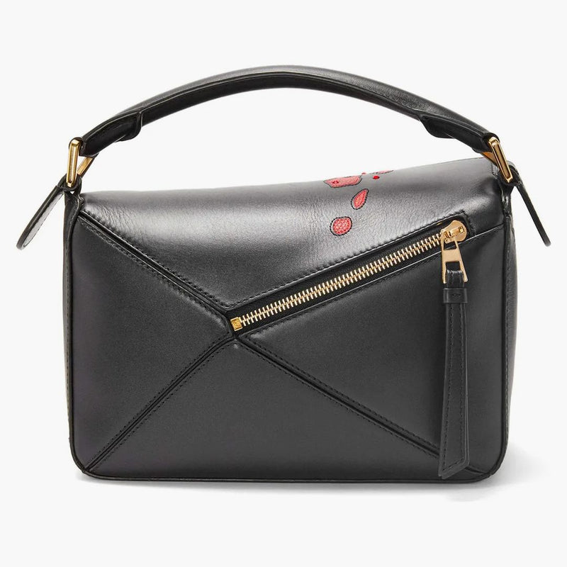 Loewe x Howls Calcifer Piccolo puzzle Borsa in pelle di vitello e nero cristallino