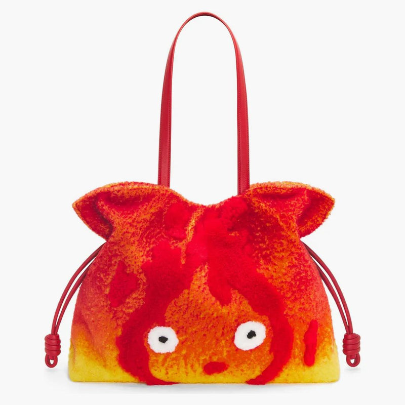 Loewe x howls calcifer xl frizione flamenco in rosso shearling