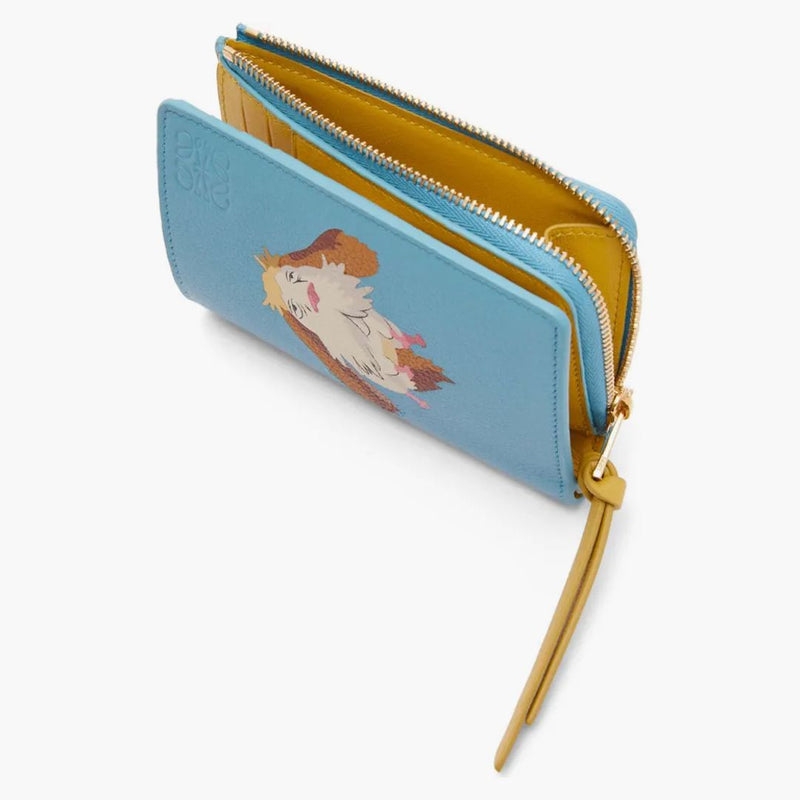 Loewe x Howls Heen Slim Zip Bifold in classico azzurro di pelle di vitello