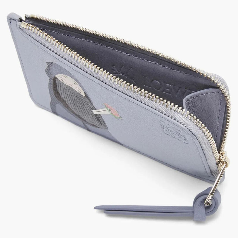 Loewe x howls markl moneta di carta nel classico vitello blu lilla