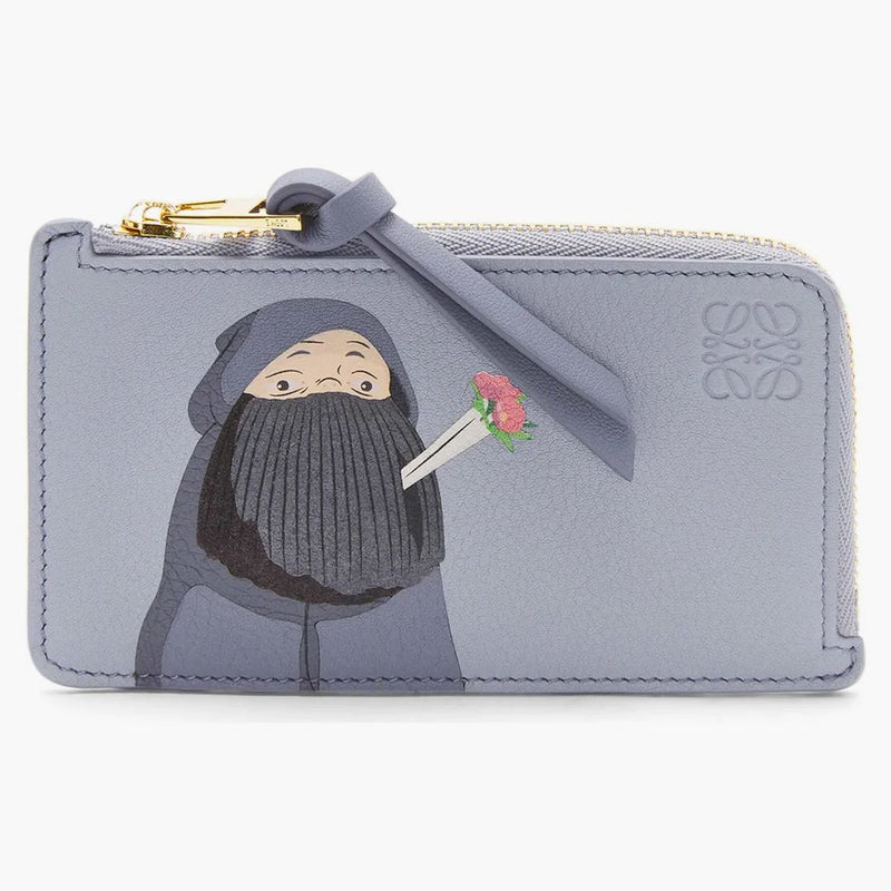 Loewe x howls markl moneta di carta nel classico vitello blu lilla