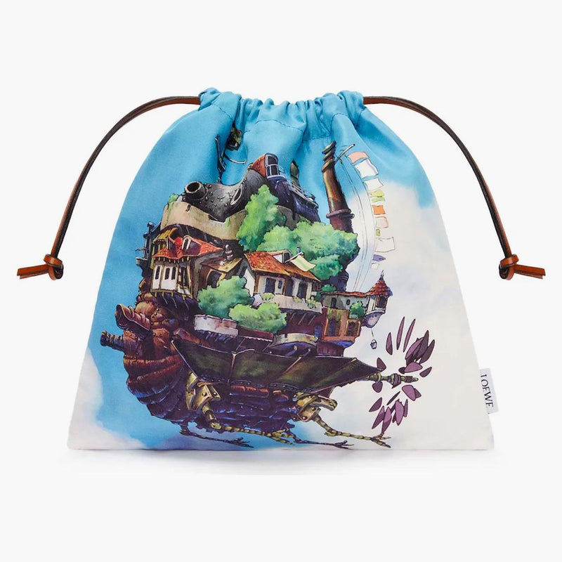 Loewe X Howls Moving Castle Drawstring Pouch In Canvas Multicolor