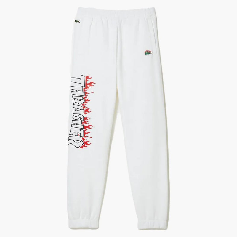 Lacoste x thrasher nadrozměrná traťové kalhoty bílé
