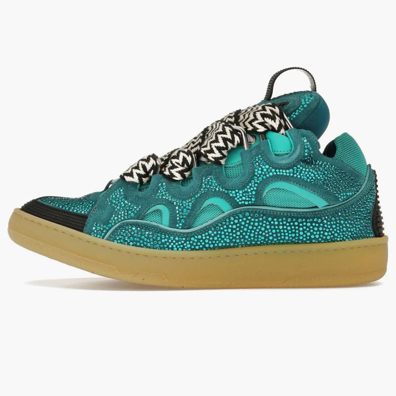 Lanvin Leather Curb Crystal Petrol Blue