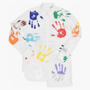 Lanvin X Gallery Dept. Patchwork Asymmetrical Pinstriped Poplin Shirt With Hand Paint Marks White