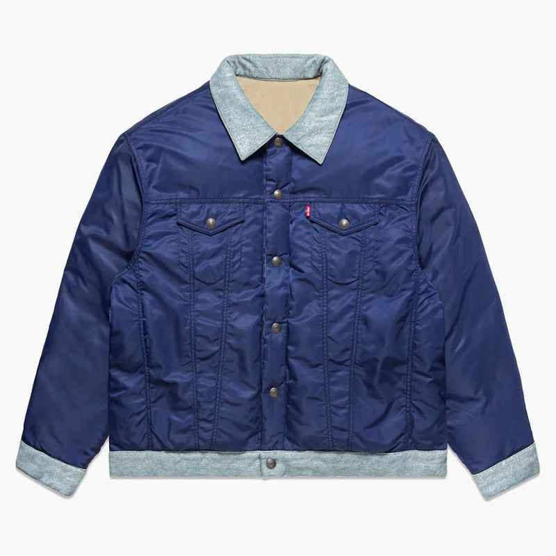 Levis X Clot Reversible Denim Puffer Jacket Indigo Blue
