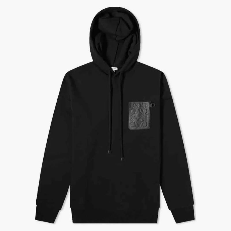 Loewe Anagram Leather Patch Hoodie Black