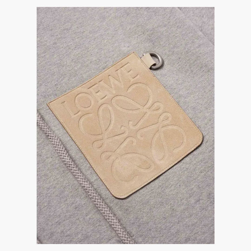 Loewe Anagram Leather Patch Hoodie Gray
