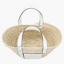 Loewe korgväska i palmblad och kalvskinn naturligt/vitt