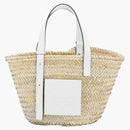 Loewe korgväska i palmblad och kalvskinn naturligt/vitt