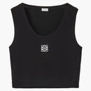 Loewe Cropped Cotton Anagram Tank Top Black/White