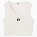 Loewe Cropped Cotton Anagram Tank Top White/navy Blue