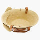 Loewe Elephant Basket Bag in Raffia and Calfskin Natural/Tan