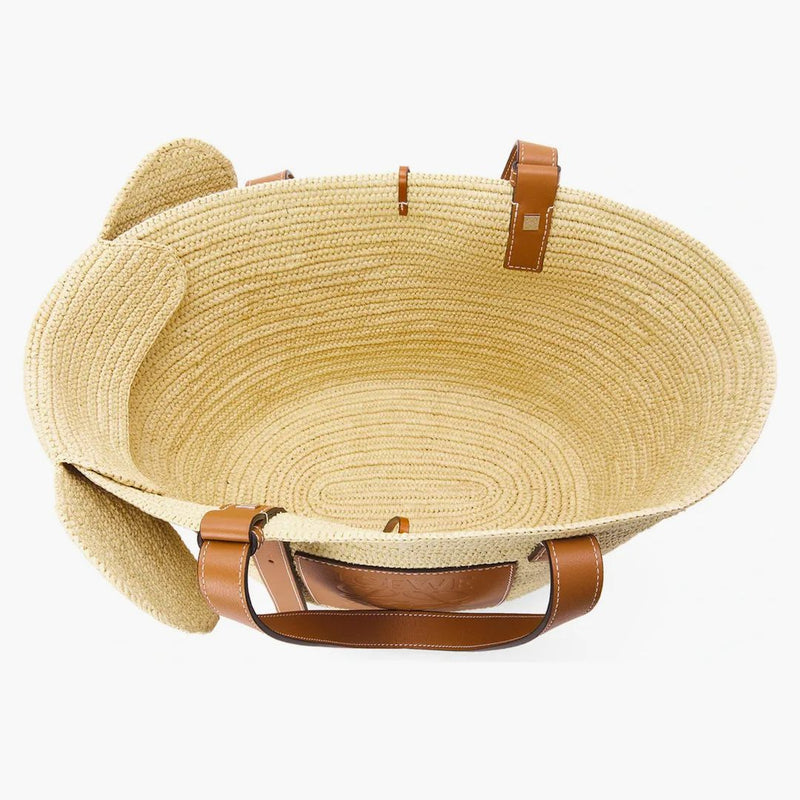 Bag pro slonový koš Loewe v Raffii a lýtku Natural/Tan