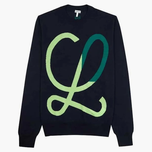Loewe l Intarsia Wool Sveater Blue/Green