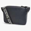 Loewe Military Messenger Bag in Soft Grained Calfskin and Jacquard XS Deep Navy