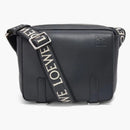 Loewe Military Messenger Bag in Soft Grained Calfskin and Jacquard XS Deep Navy