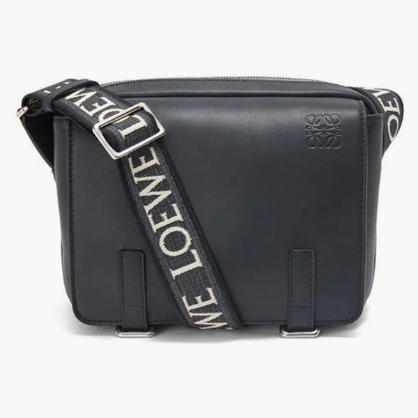 Loewe Military Messenger Bag in Soft Grained Calfskin and Jacquard XS Deep Navy