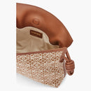 Loewe Mini Flamenco Clutch en anagrama Jacquard y ternero Tan/nuez