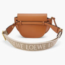 Loewe Mini Gate Dual Bag in Soft Calfskin and Jacquard Tan