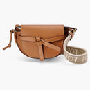 Loewe Mini Gate Dual Bag in Soft Calfskin and Jacquard Tan