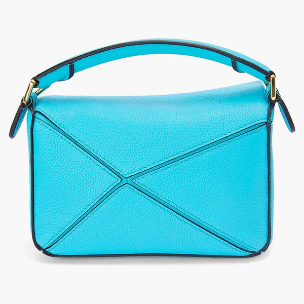 Loewe Mini Puzzle Bag in Soft Grained Calfskin Cyan