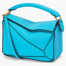 Loewe Mini Puzzle Bag in Soft Grained Calfskin Cyan