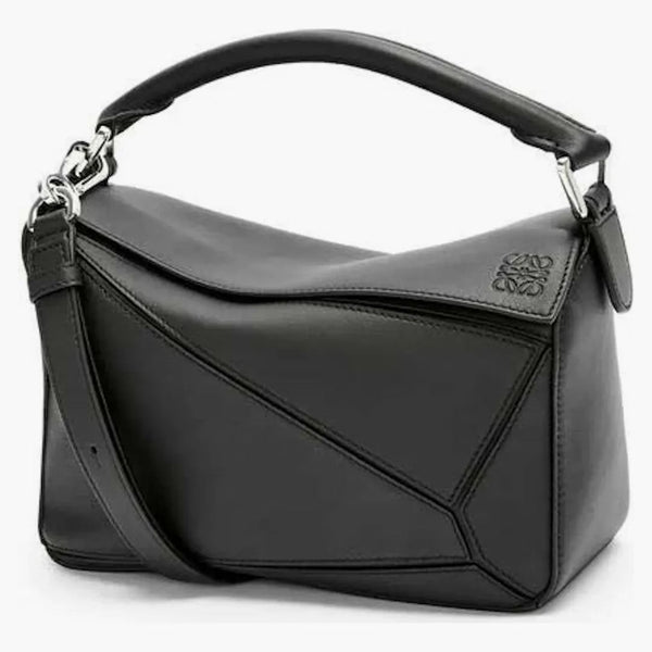 Borsa per puzzle loewe in pelle di vitello classica piccola nera