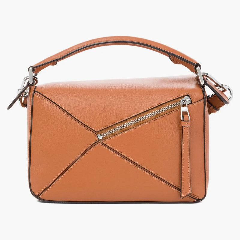 Sacca per puzzle loewe in pelle di vitello classica piccola abbronzatura