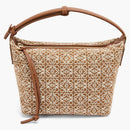 Bolsa Cubi pequeña de Loewe en anagrama Jacquard y ternero Tan/Pecan