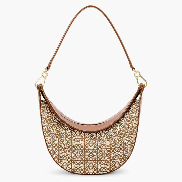 Small Luna Borsa di Loewe in anagram jacquard e classico tan/pecan di pelle di vitello