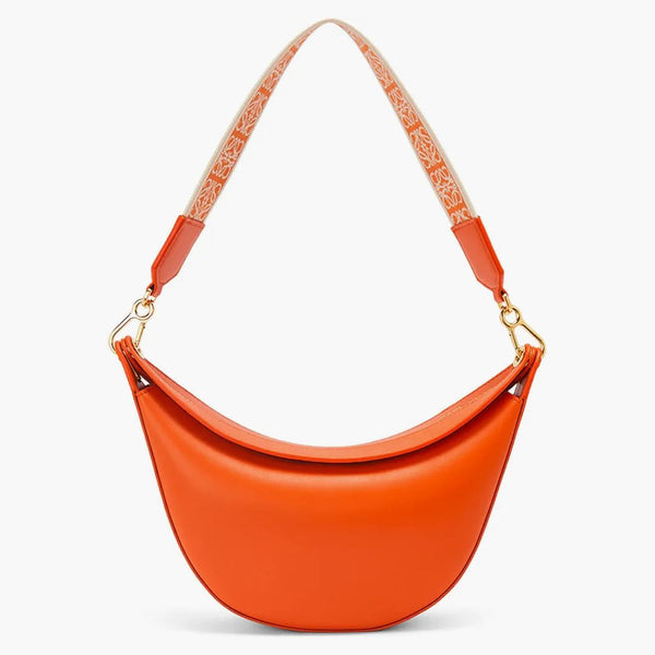 Piccola borsa Luna di Loewe in pelle di vitello di raso e jacquard arancione