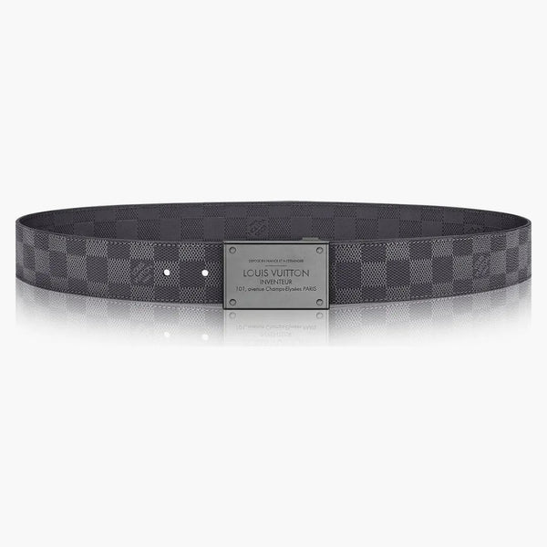 Louis Vuitton Belt Neo Inventeur Reversible Damier Graphite Ruthenium Buckle 40mm Black/grey