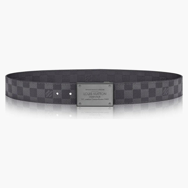 Louis Vuitton Belt Neo Inventeur Reversible Damier Graphite Ruthenium Buckle 40mm Black/grey