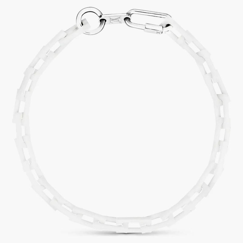 Louis Vuitton Chain Links Necklace Square Powder White