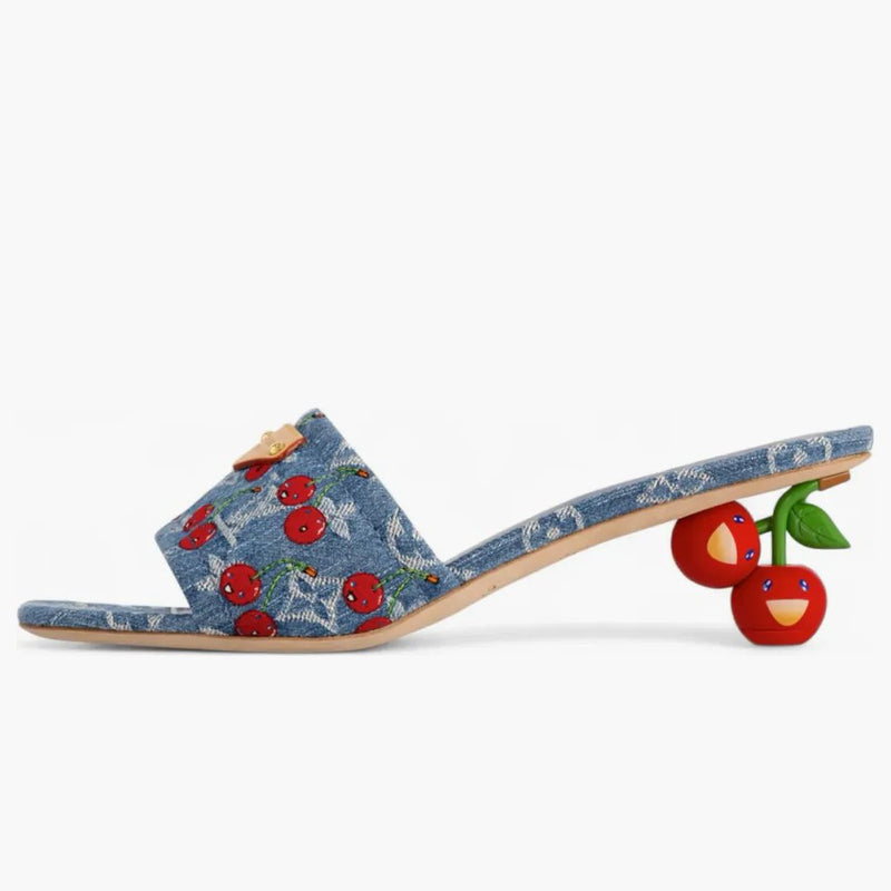 Louis Vuitton Cherry Lily Mule X Takashi Murakami Denim