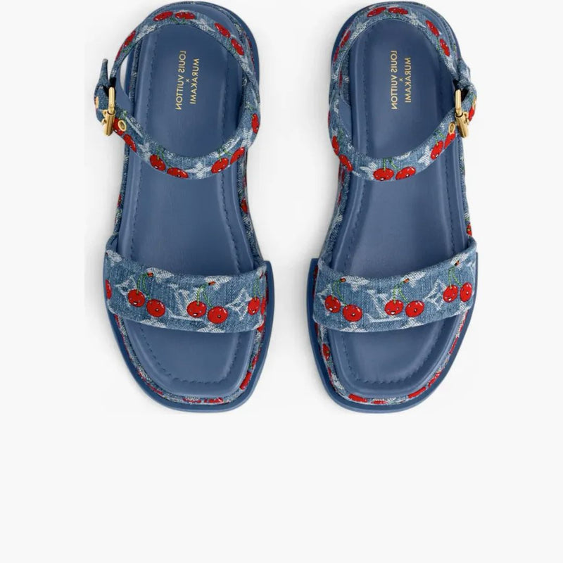 Louis Vuitton Cherry Maya Platform Sandal X Takashi Murakami Denim