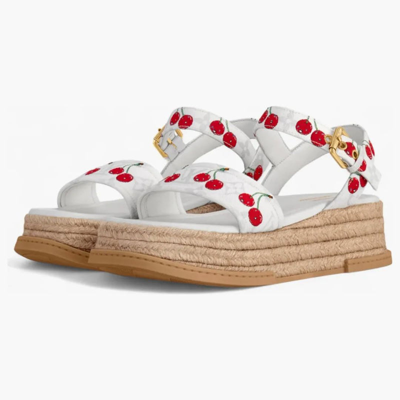 Louis Vuitton Cherry Maya Platform Sandal X Takashi Murakami White