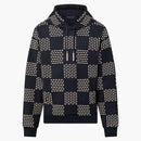 Louis Vuitton Cotton Hoodie With Pearl Damier Embroidery Dark Night Blue